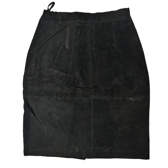 Pelle Vintage Black Suede Leather Skirt, Women's 10 NWT - Picture 1 of 11